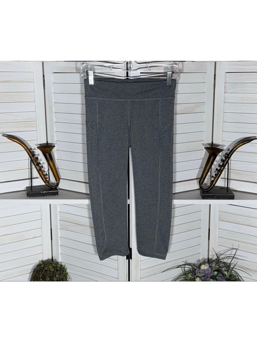 NWOT body shaping capri leggings compression gray stretchy yoga pilates sz S